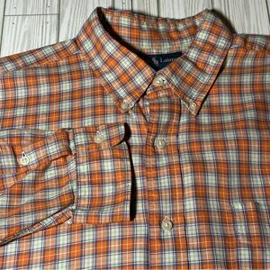 Ralph Lauren Blake Men’s Orange Plaid Button Down Shirt Size XL 100% Cotton